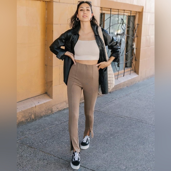 Smash + Tess Emma High Rise Pants with Slit - Black, Large - Picture 1 of 6